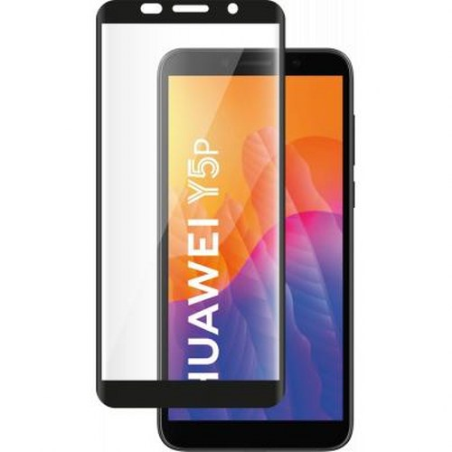 Uno smartphone nero con una protezione per lo schermo.
