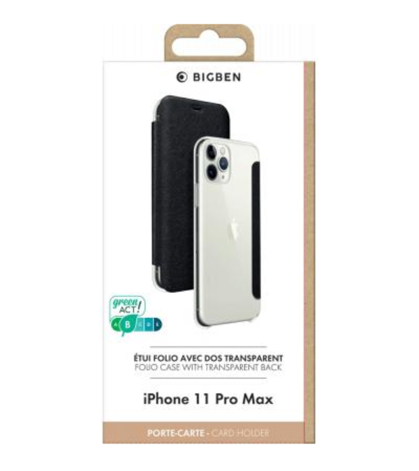 Custodia BIGBEN iPhone 11 Pro Max con retro trasparente e porta carte.