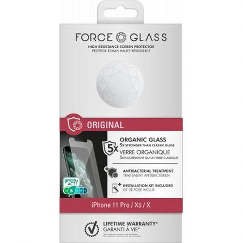 Confezione protettore schermo FORCE GLASS per iPhone 11 Pro/Xs/X.