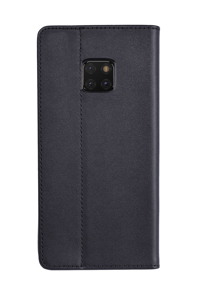 Custodia per telefono grigio scuro con ritaglio per quadrupla fotocamera e cuciture.