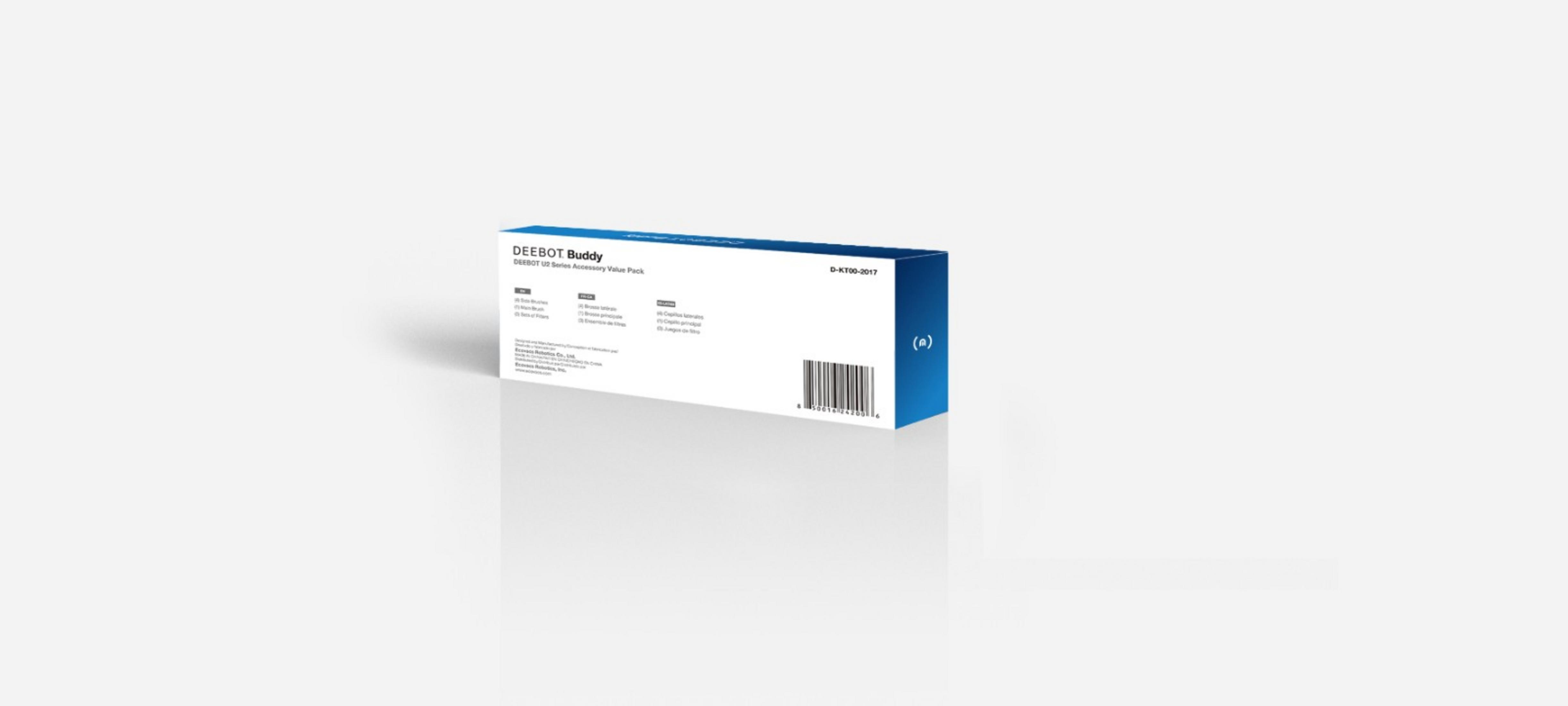 Verpackung für DEEBOT U2 Zubehör-Set mit Barcode und Produktinformationen.