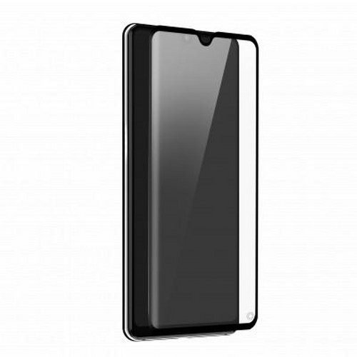 Custodia nera per telefono con protezione schermo trasparente.