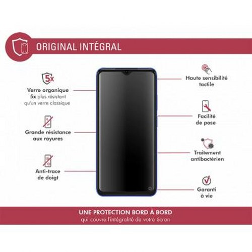 Immagine di uno smartphone con protezione schermo e caratteristiche.