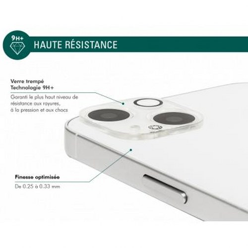 Close-up of a clear screen protector on a white smartphone, covering the camera lens array.