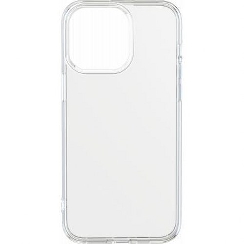 Una custodia trasparente per smartphone con tre ritagli per fotocamera.