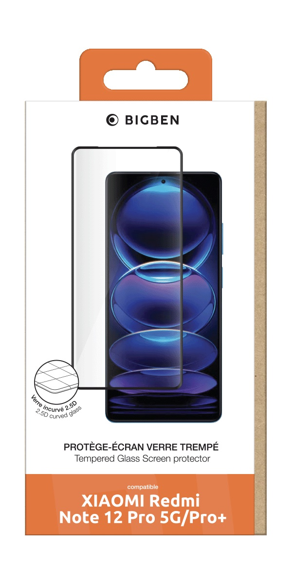 Confezione per proteggi schermo in vetro temperato per Xiaomi Redmi Note 12 Pro.