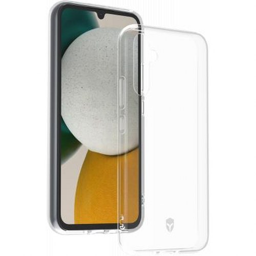 Una custodia trasparente per telefono accanto a uno smartphone.