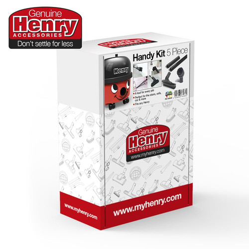 Scatola per un kit accessori Henry Handy Kit 5 pezzi con logo Henry.