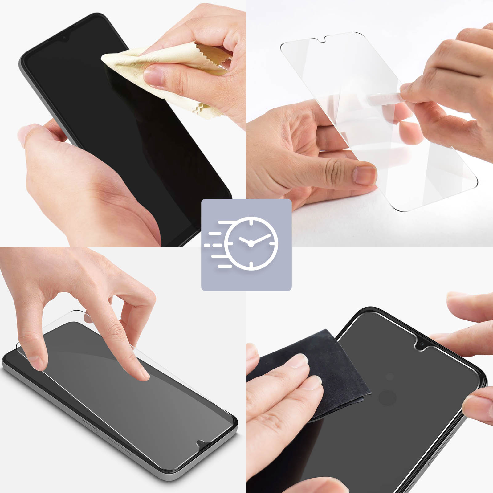 Guida passo passo su come applicare una protezione per schermo a uno smartphone.