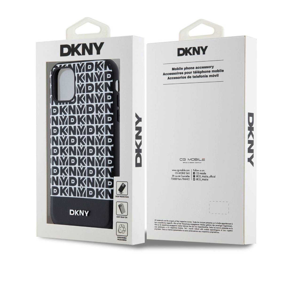 Confezione per cover telefono DKNY con motivo logo ripetuto.