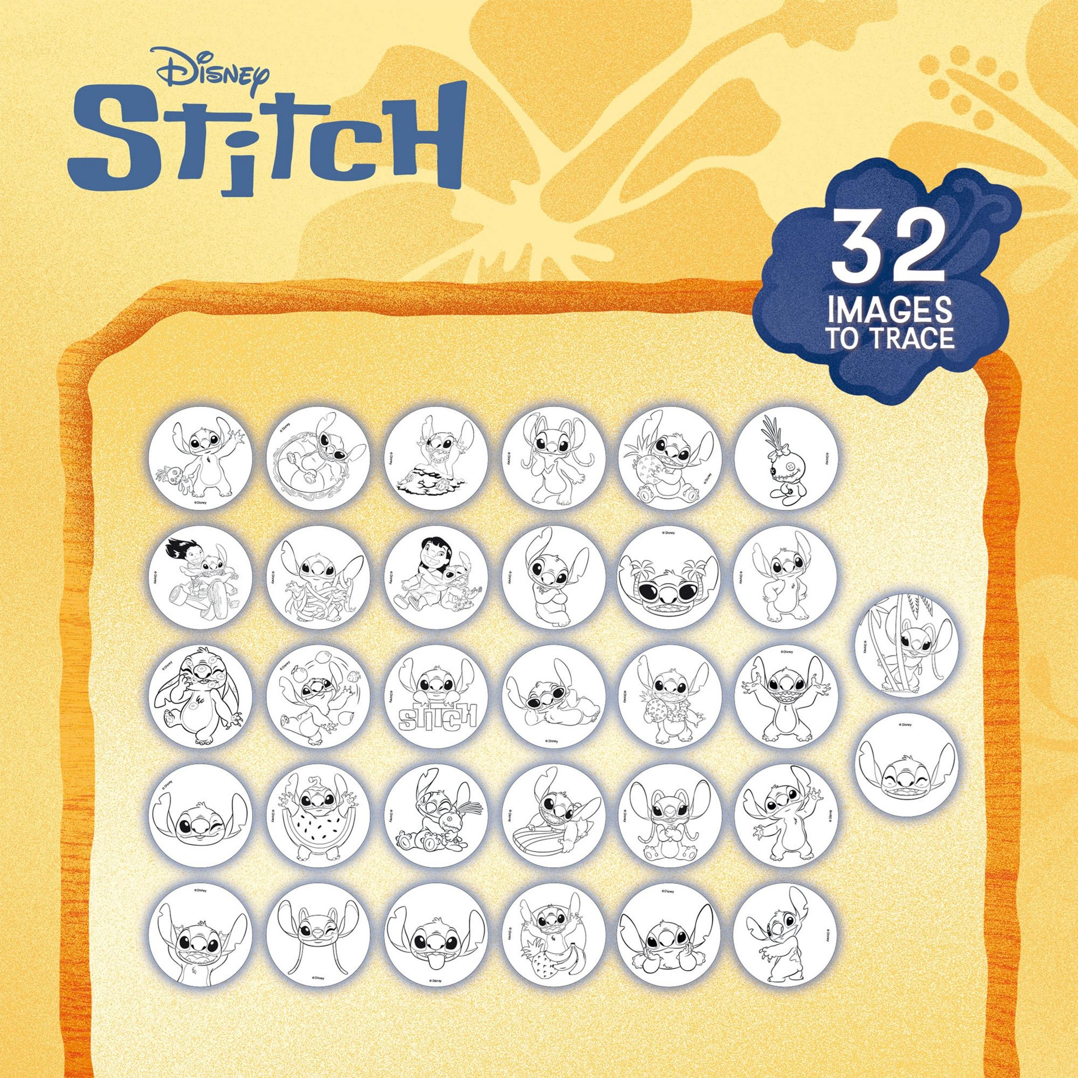 Disney Stitch: 32 imágenes para calcar sobre fondo amarillo.