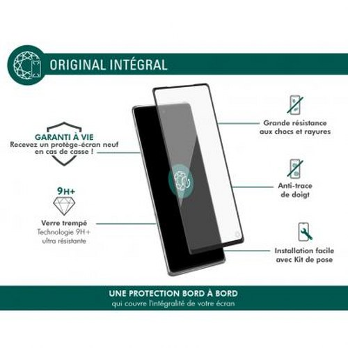 Protezione schermo per smartphone con garanzia a vita e resistenza agli urti.