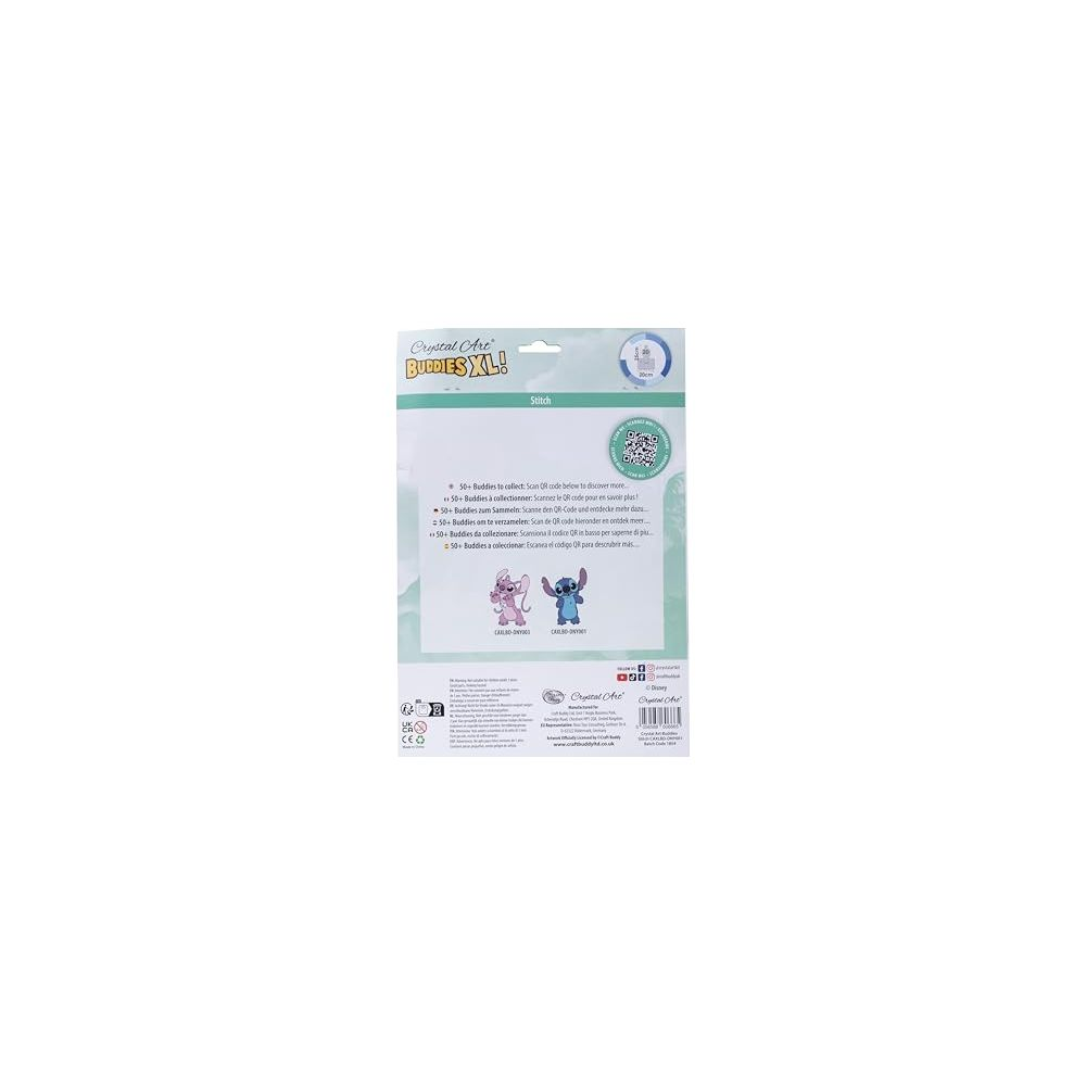 Empaque Crystal Art Buddies XL Stitch con Stitch y Angel.