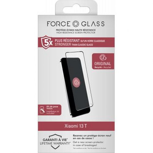 Confezione di protezione schermo Force Glass per Xiaomi 13T. 5x più resistente.