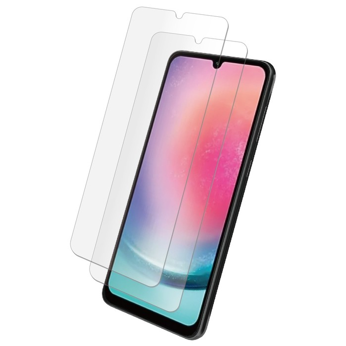 Due protezioni schermo giacciono su uno smartphone con sfondo colorato.