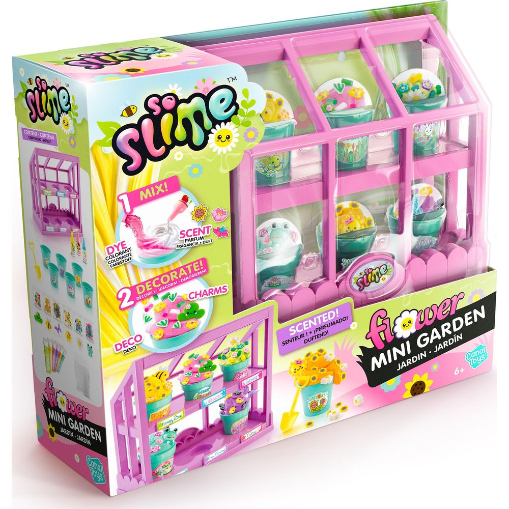 Caja de un set Slime Mini Garden con invernadero, macetas y accesorios.