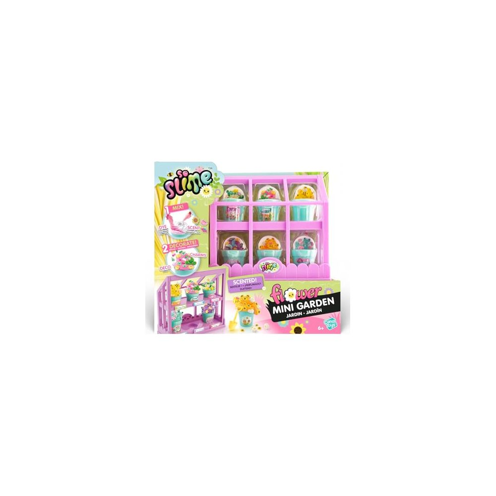Un set de juguetes Slime Mini Garden con recipientes y accesorios.