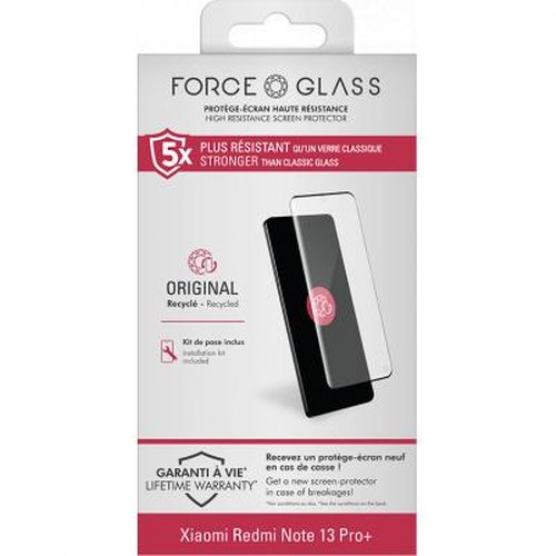 Confezione di una protezione schermo FORCE GLASS per Xiaomi Redmi Note 13 Pro+