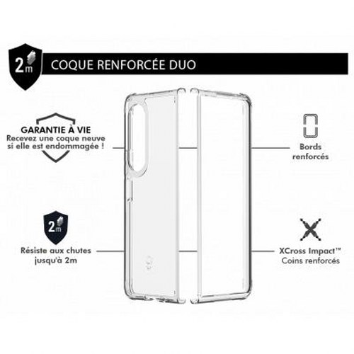 Custodia trasparente per telefono con bordi e angoli rinforzati.