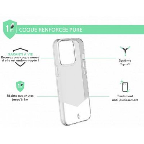 Custodia trasparente per telefono con protezione cadute e garanzia.