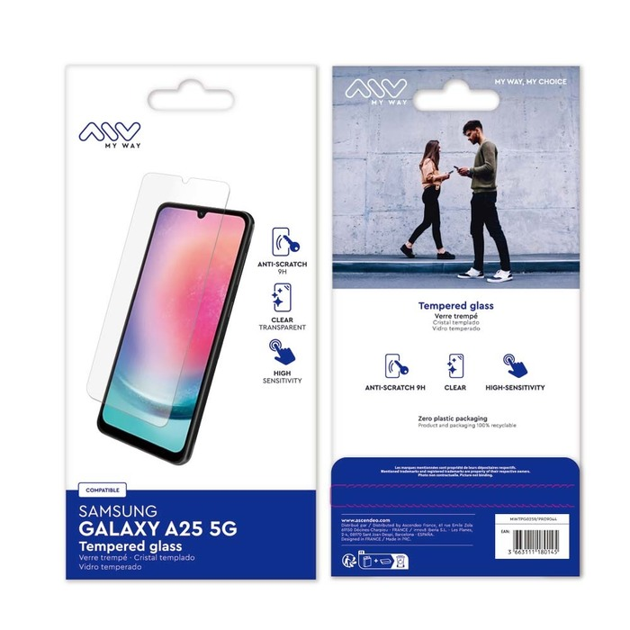 Confezione per pellicola protettiva Samsung Galaxy A25 5G con uomo e donna