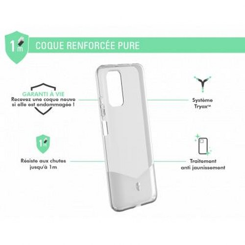 Una cover trasparente per telefono con protezione da cadute di 1m e garanzia a vita.
