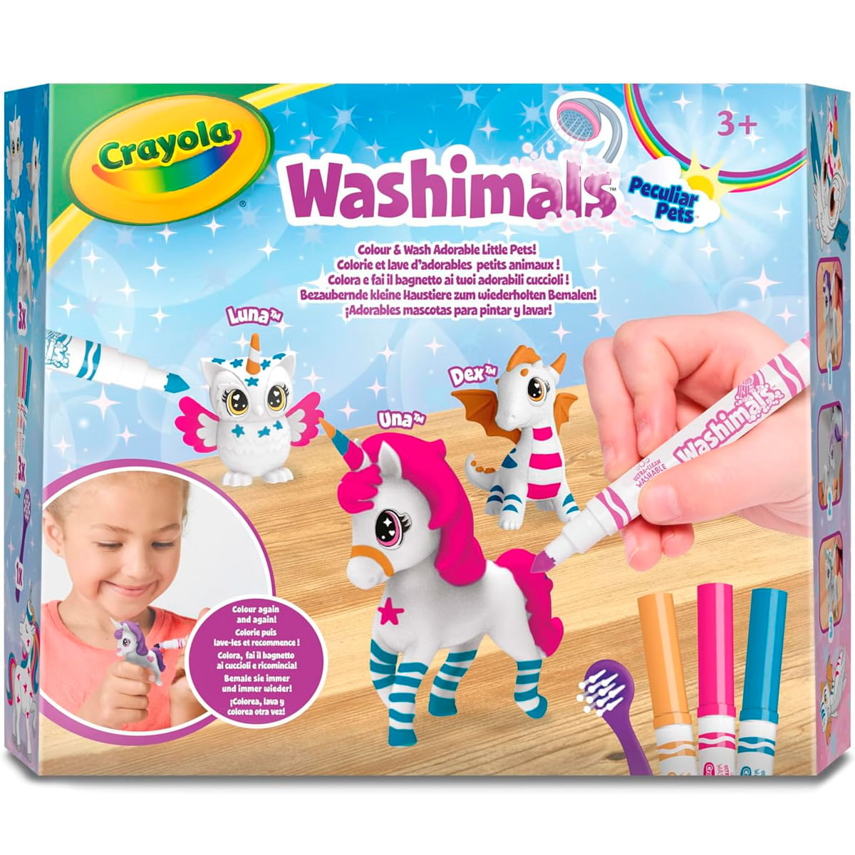 Set Crayola Washimals con unicornio, búho y dragón, para pintar y lavar.