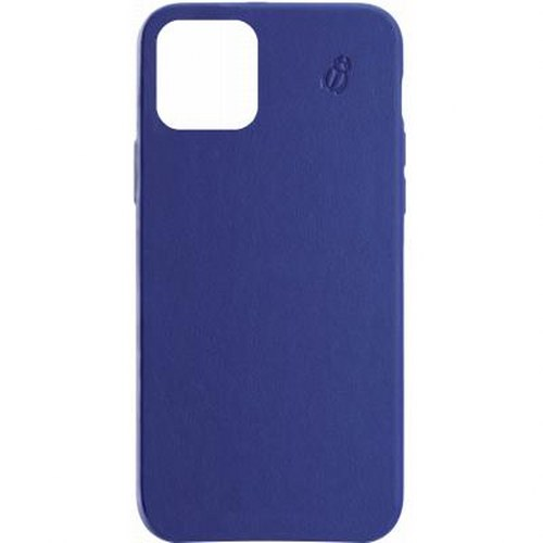 Una custodia blu per telefono con un piccolo logo di coccinella.