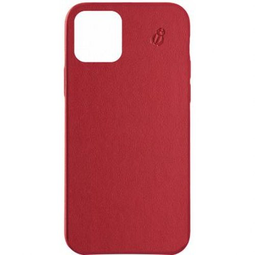 Custodia rossa per telefono con ritaglio fotocamera e piccolo logo.