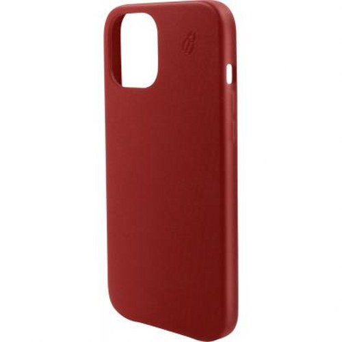 Custodia per telefono rossa con ritagli per fotocamera e pulsanti.