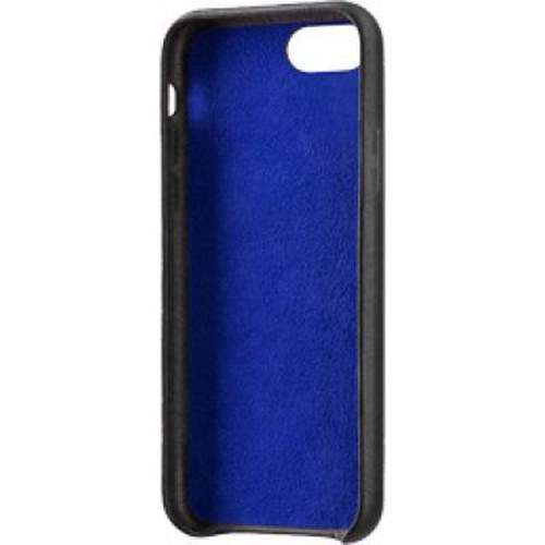 Custodia nera per telefono con interno blu brillante.