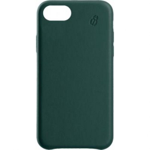 Custodia verde scuro per telefono con ritaglio fotocamera e logo.