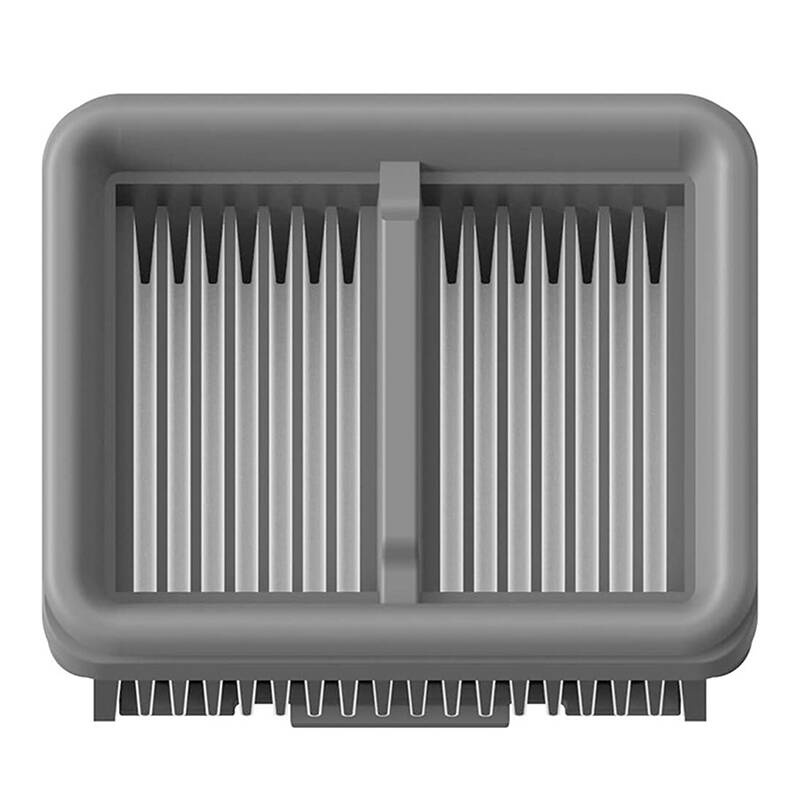 Contenitore grigio con fessure verticali per riporre oggetti.