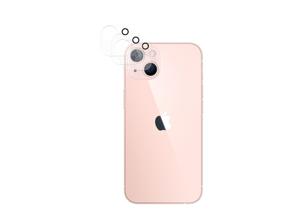 Retro iPhone rosa con lenti della fotocamera e coperture protettive.