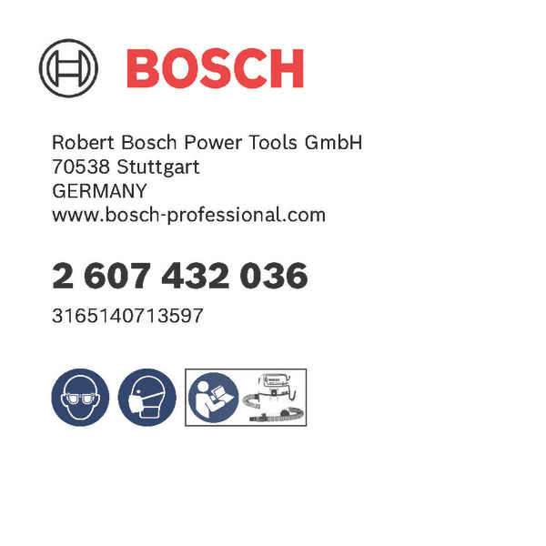 Logo Bosch, Robert Bosch Power Tools GmbH, Stuttgart, Alemania, pedido 2 607 432 036.