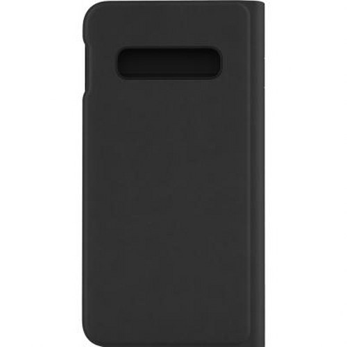 Custodia nera per cellulare chiusa con un ritaglio in alto.
