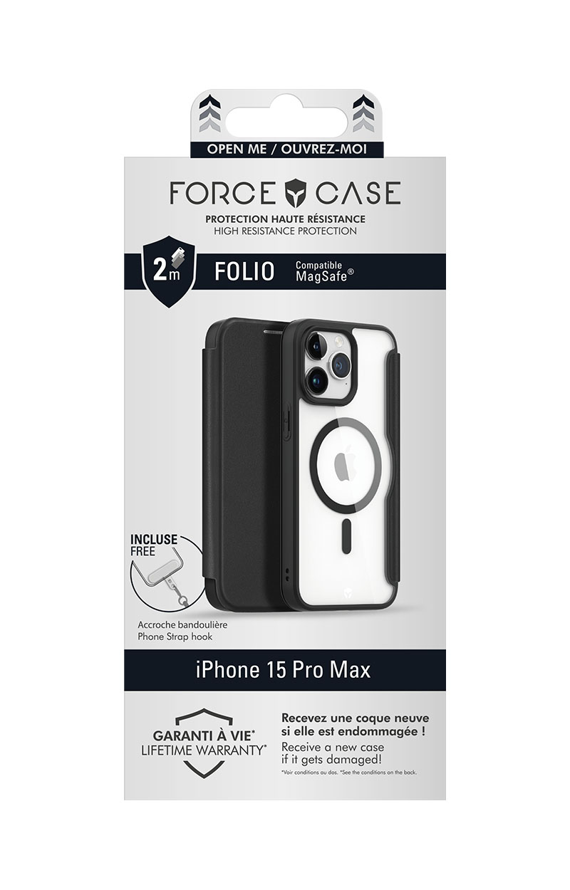 Custodia iPhone 15 Pro Max: Nera/Trasparente, compatibile MagSafe.