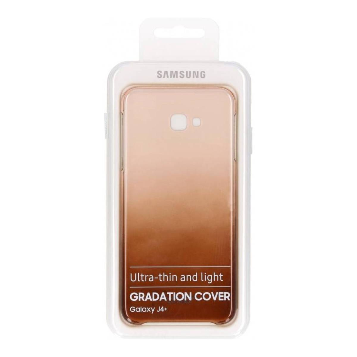 Custodia Samsung Galaxy J4+, sfumatura oro rosa-marrone, ultra sottile e leggera.