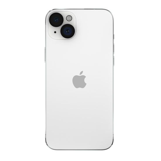 Un iPhone bianco con due fotocamere e un logo Apple sul retro.