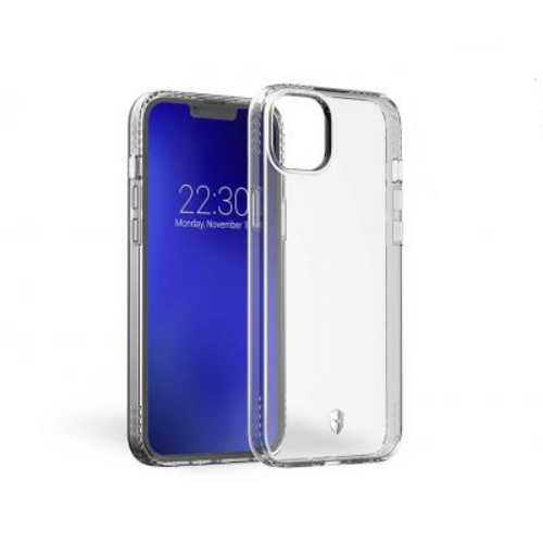 Una cover trasparente per telefono è accanto a uno smartphone che mostra le 22:30.