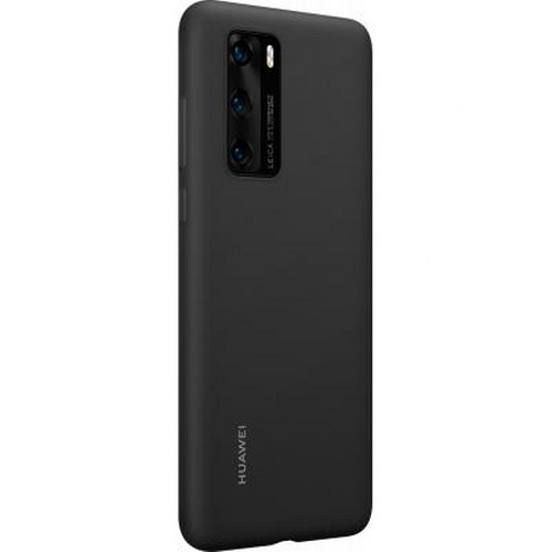 Vista posteriore di uno smartphone Huawei nero con modulo fotocamera Leica.