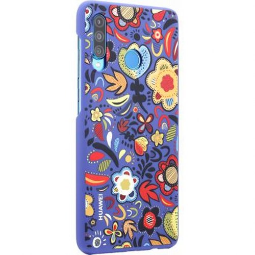 Una custodia viola per telefono con fantasia floreale colorata.