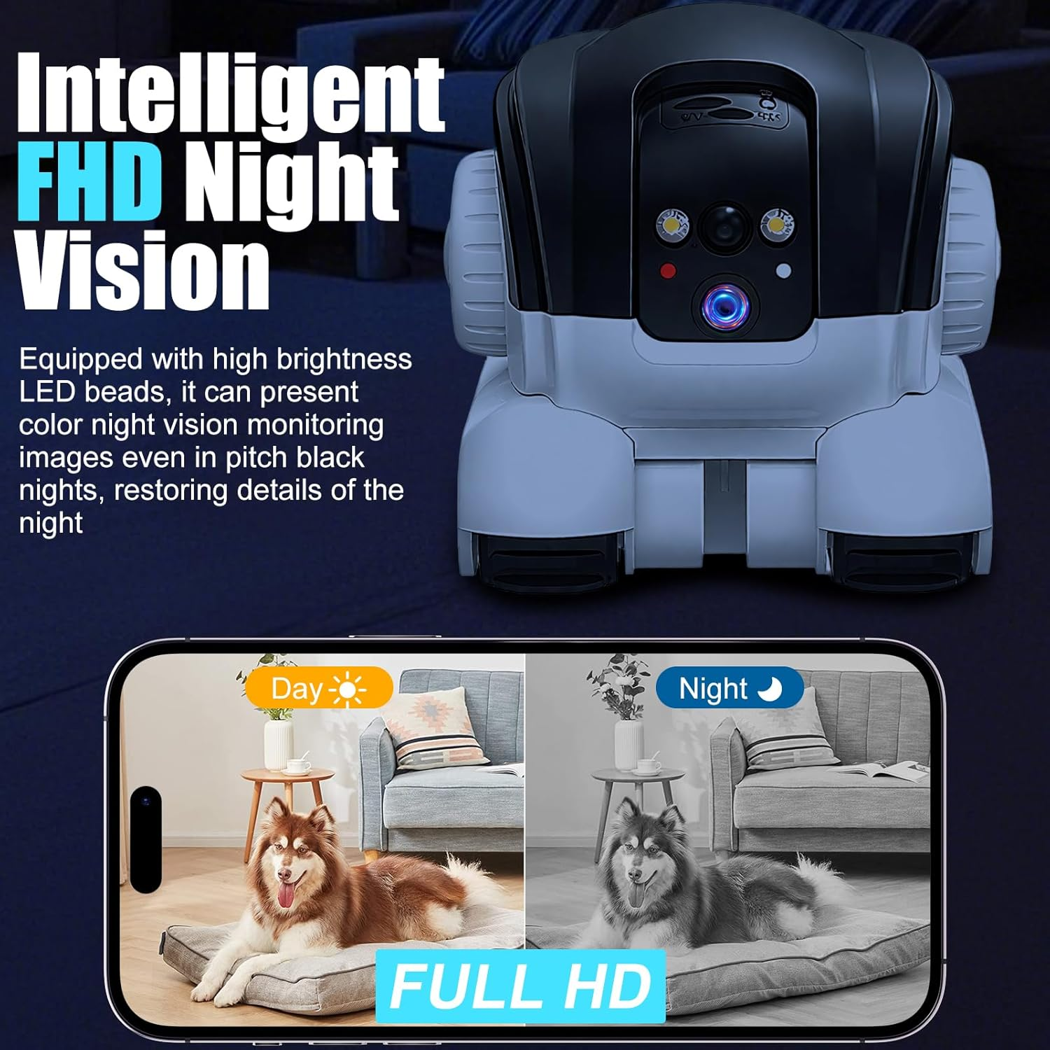 Intelligentes FHD-Nachtsichtgerät mit Tages- und Nachtmodus-Vergleich.