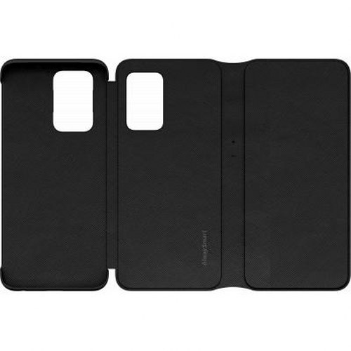 Cover a libro nera per smartphone con ritaglio fotocamera.