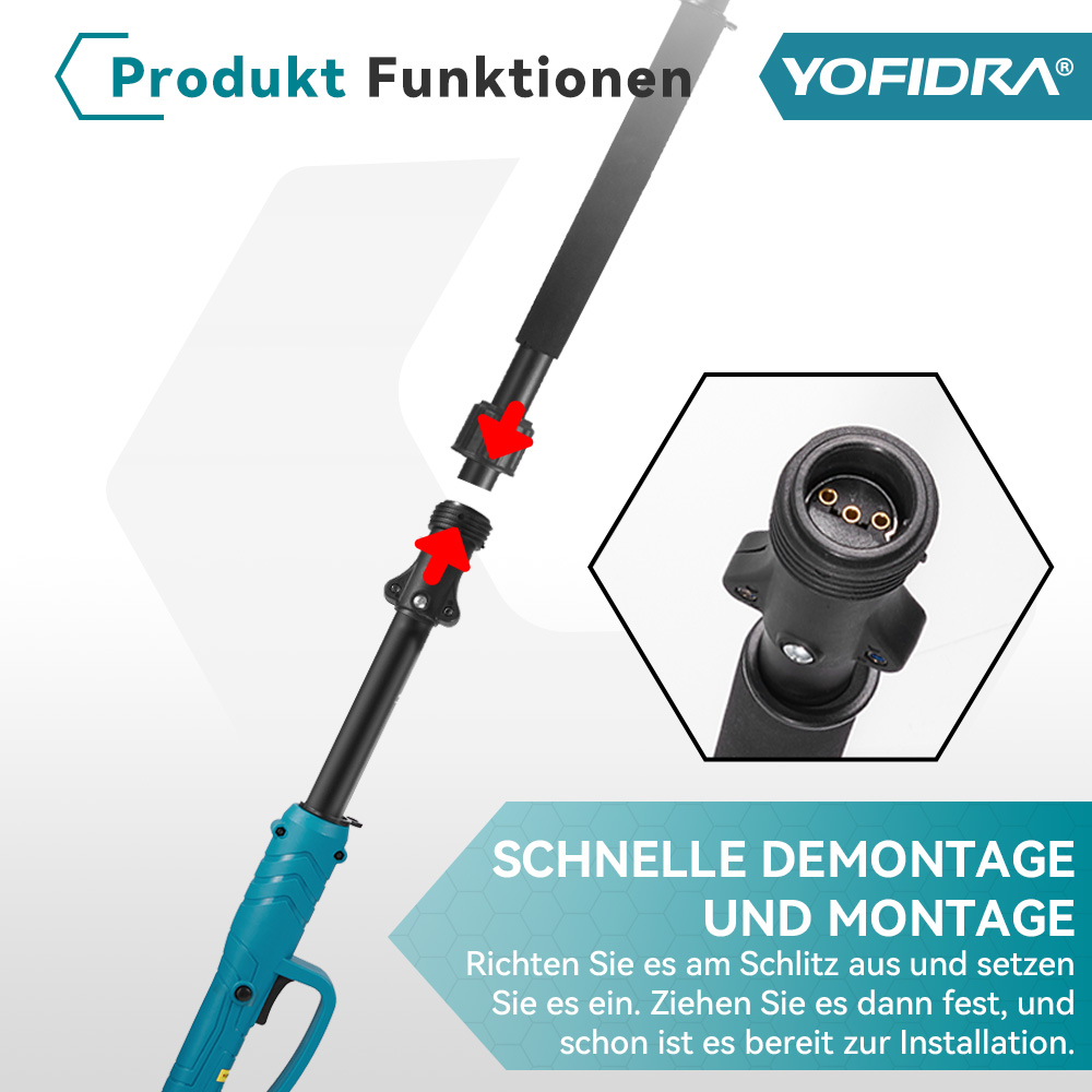 Anschluss eines Geräts mit Schnellmontage-Funktion. Nahaufnahme des Steckers.