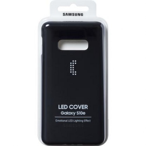 Funda negra Samsung LED Cover para Galaxy S10e en embalaje.