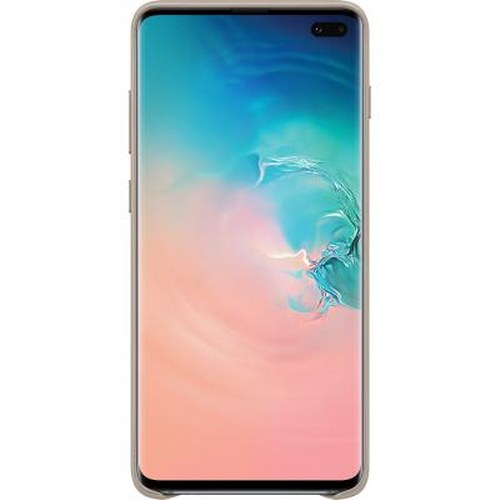 Uno smartphone grigio con schermo colorato, su sfondo bianco.