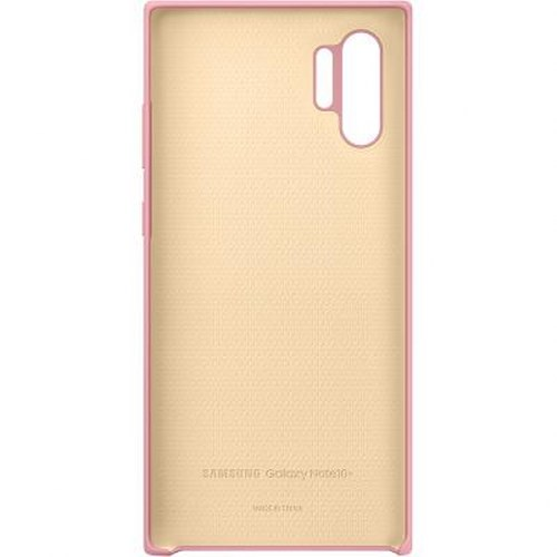 Una custodia rosa per Samsung Galaxy Note 10 con ritaglio per la fotocamera.