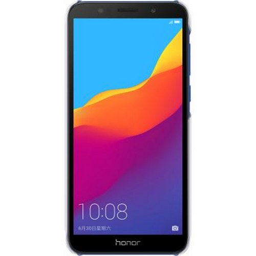 Uno smartphone Honor blu scuro mostra uno sfondo astratto colorato e l'ora 10:08.