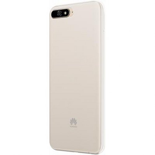 Uno smartphone oro chiaro con doppia fotocamera e logo Huawei sul retro.